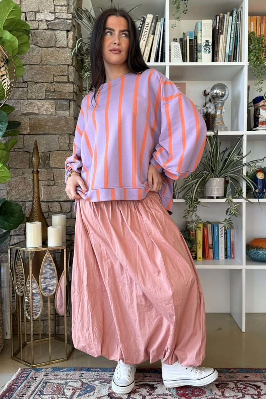 Paloma Bubble Hem Midi Skirt Sundown